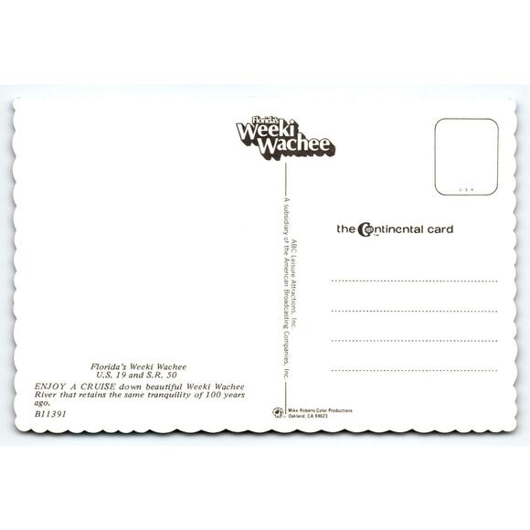 Weeki Wachee Florida Chrome Postcard Riverboat Cruise Boat Tour Unused Deckled - Picture 2 of 2